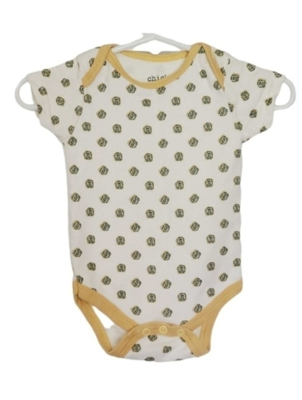 K1293 * Chick Pea Floral Bodysuit White Yellow Green Size 3/6M
